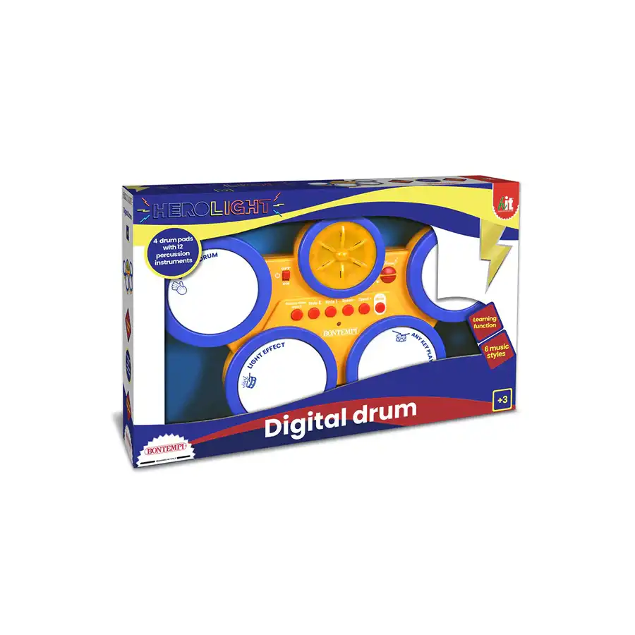 Bontempi Batteria Digitale con 4 Pads e Effetti di Luce - Hero Light