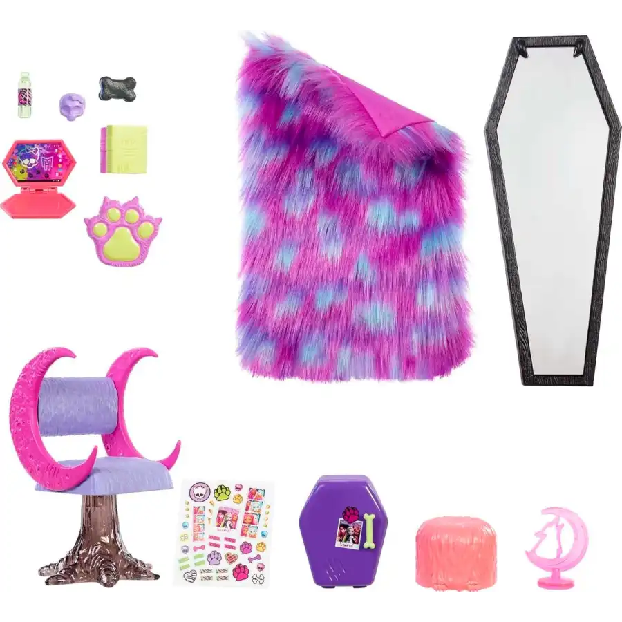 Monster High - Playset camera da letto di Clawdeen wolf