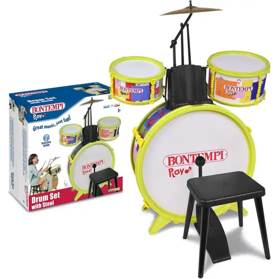 Bontempi | BeatMasterPro - Batteria Classica a 4 Elementi, con Sgabello e Due Bacchette per un'Esperienza Indimenticabile
