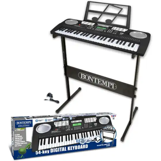 Bontempi | HarmonyLegs - Tastiera Digitale a 54 Tasti con Gambe, Connessione USB e adattatore di rete  690x220x700 mm