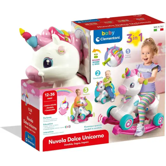 Nuvola Dolce Unicorno, Ride On 3 in 1 - Baby Clementoni 17855