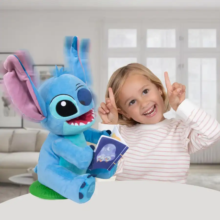 Stitch Storyteller di Lilo & Stitch, Peluche Canta Canzoni e Racconta Storie in Italiano, Spagnolo e Francese, Luce Notturna
