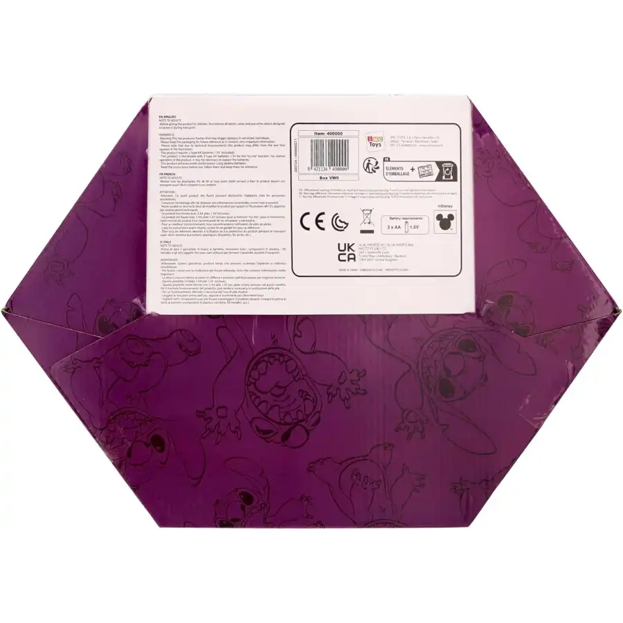 Stitch Storyteller di Lilo & Stitch, Peluche Canta Canzoni e Racconta Storie in Italiano, Spagnolo e Francese, Luce Notturna