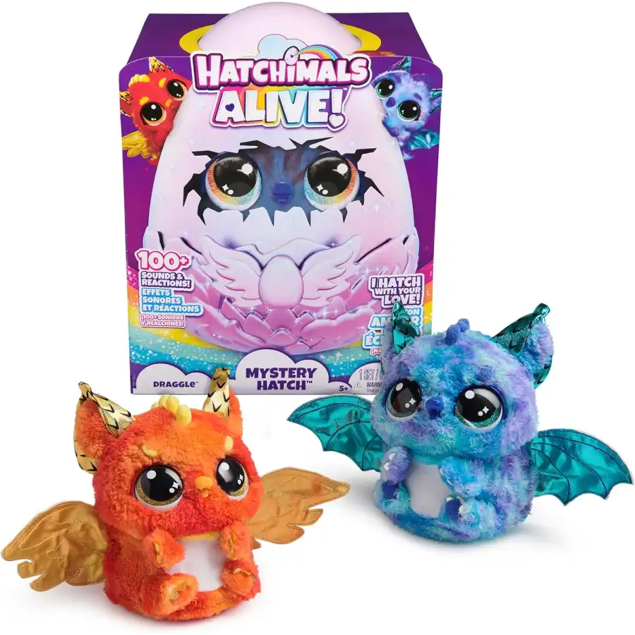 Hatchimals Alive, Uovo Mystery Hatch Draggle, Peluche Interattivo a Sorpresa con Effetti Speciali