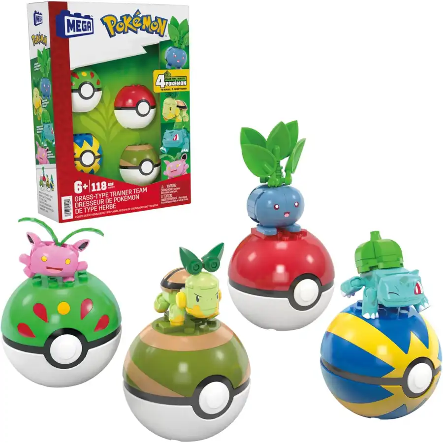 Mega Pokemon - Set 4 Pokeball di Tipo Erba da costruire HWR77