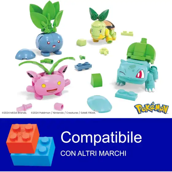 Mega Pokemon - Set 4 Pokeball di Tipo Erba da costruire HWR77