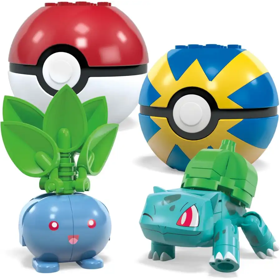 Mega Pokemon - Set 4 Pokeball di Tipo Erba da costruire HWR77