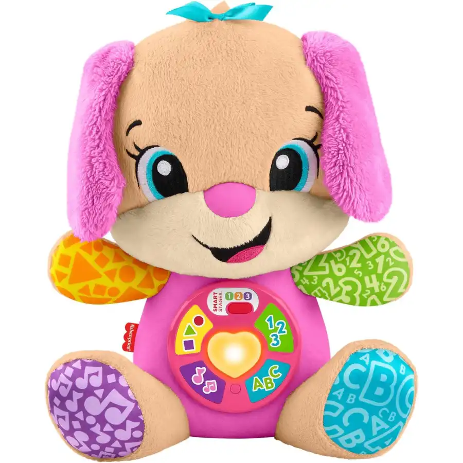 Fisher-Price Peluche Musicale Sis Smart Stages Fisher-Price Ridi E Impara Rosa, JFD35