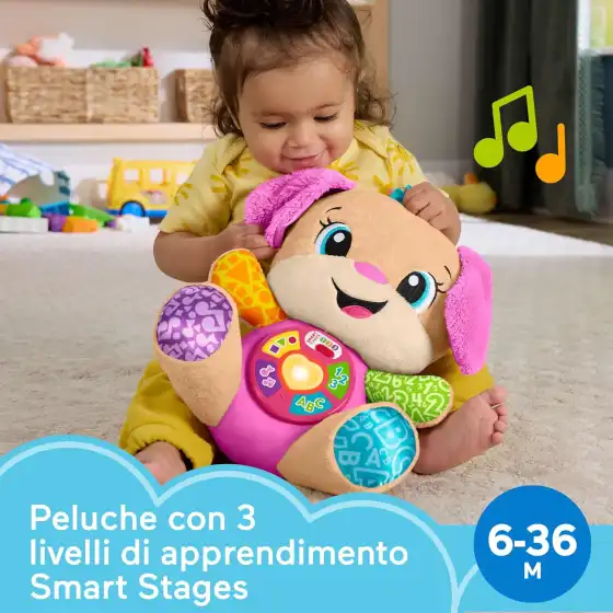 Fisher-Price Peluche Musicale Sis Smart Stages Fisher-Price Ridi E Impara Rosa, JFD35