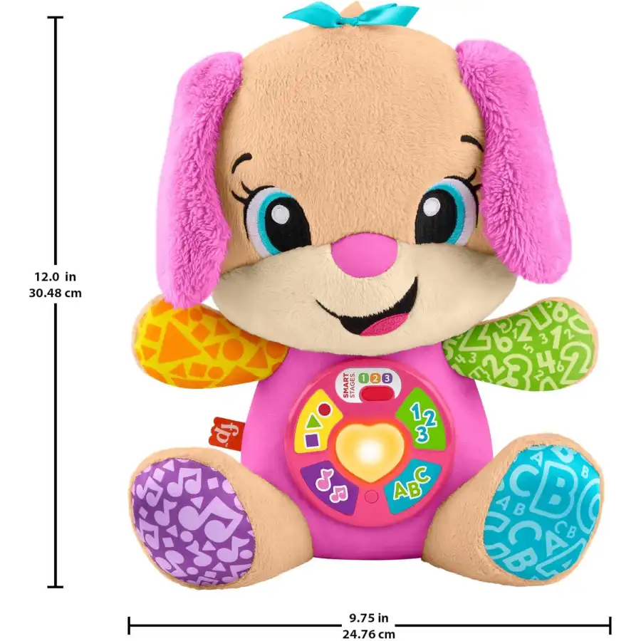Fisher-Price Peluche Musicale Sis Smart Stages Fisher-Price Ridi E Impara Rosa, JFD35