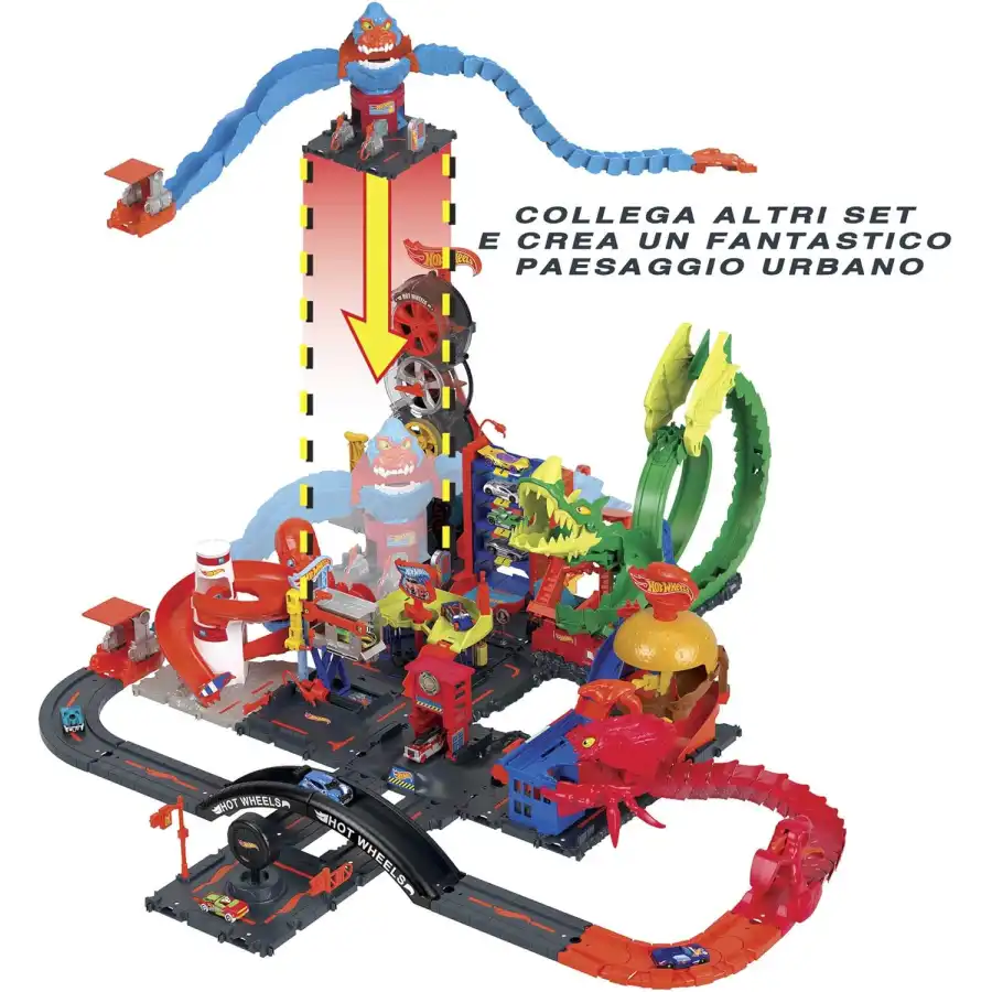 Hot Wheels - City Gorilla Attacco Distruttivo, Playset a Tema Stazione di Servizio con 1 Macchinina HDR30