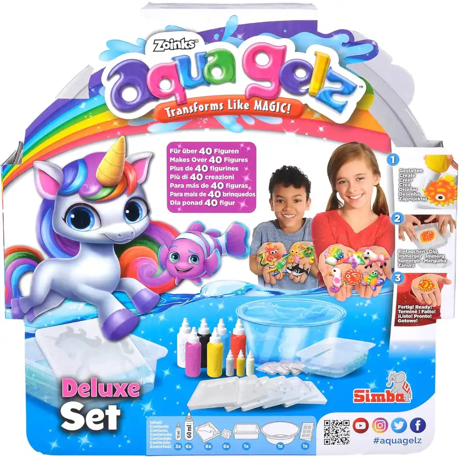 Aqua Gelz Deluxe - Set Creativo con Bottiglie di Gel Colorato, Glitter e Glow in the Dark