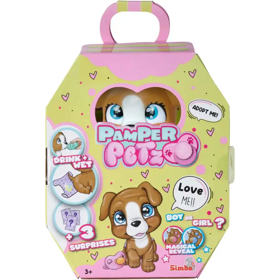 Simba - Pamper Petz Cagnolino Beve e Bagna con Pannolino con Zampina Gender Reveal