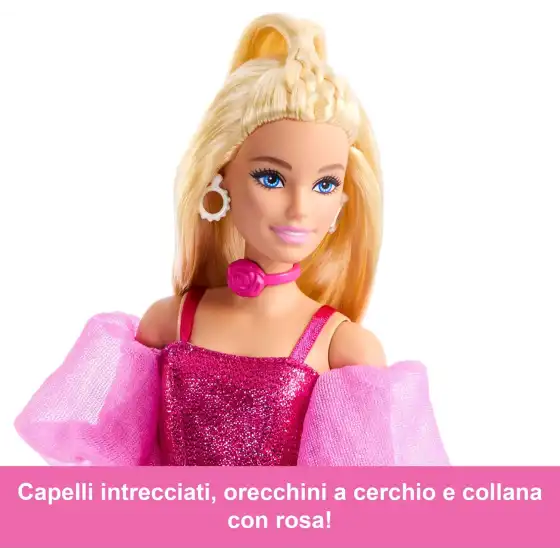 Barbie Deluxe Fashionistas JFP40 - Barbie con abito Rosa Metallizzato e Capelli Biondi