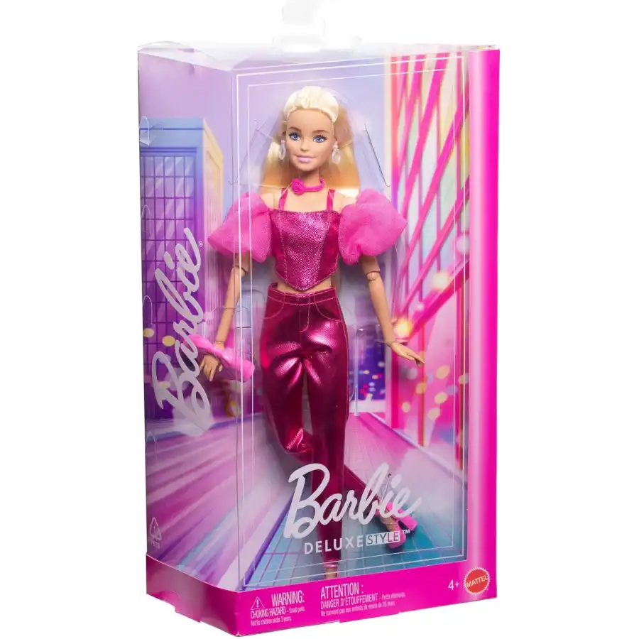 Barbie Deluxe Fashionistas JFP40 - Barbie con abito Rosa Metallizzato e Capelli Biondi
