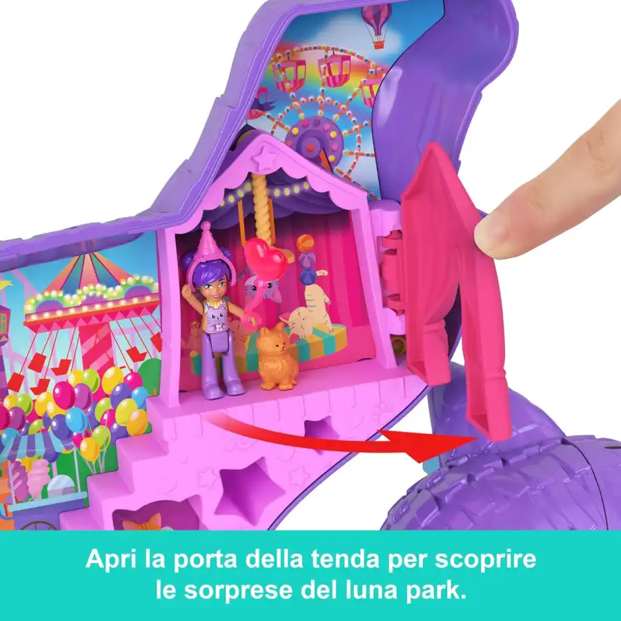 Polly Pocket JFT90 - Gattino delle Feste, Playset con 2 mini Bambole