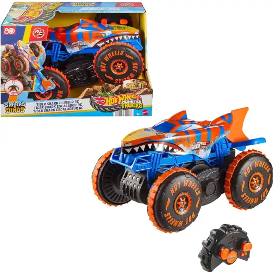 Hot Wheels JFR39 - Tiger Shark Super Scalatore RC, Veicolo Radiocomandato Monster Truck