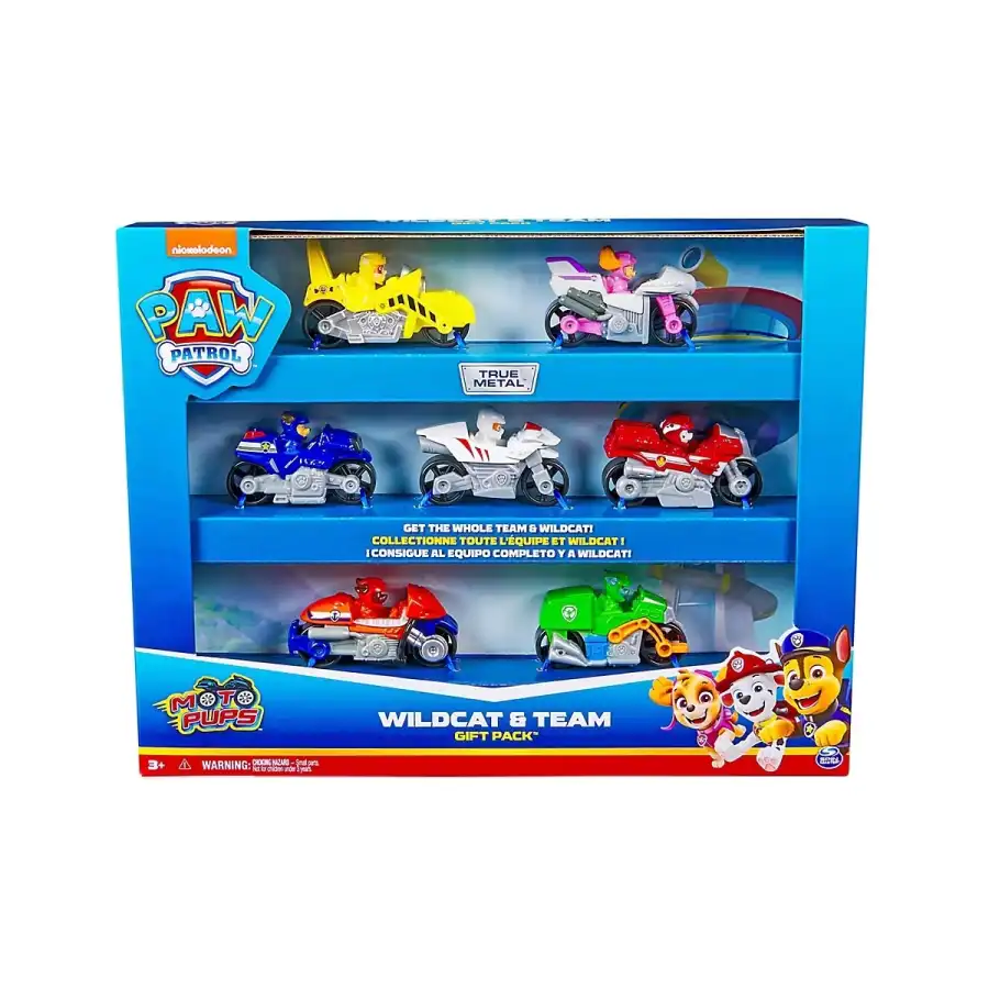 Paw Patrol Moto Pups True Metal, l'intera Squadra su due Ruote - Wildcat & Team Set Regalo