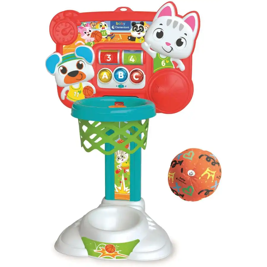 Clementoni 17546 - Canestro Mira e Tira, Canestro con Conta Punti Interattivo