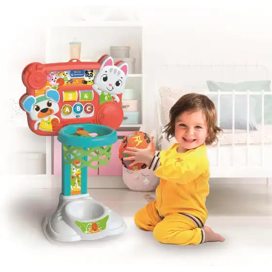 Clementoni 17546 - Canestro Mira e Tira, Canestro con Conta Punti Interattivo