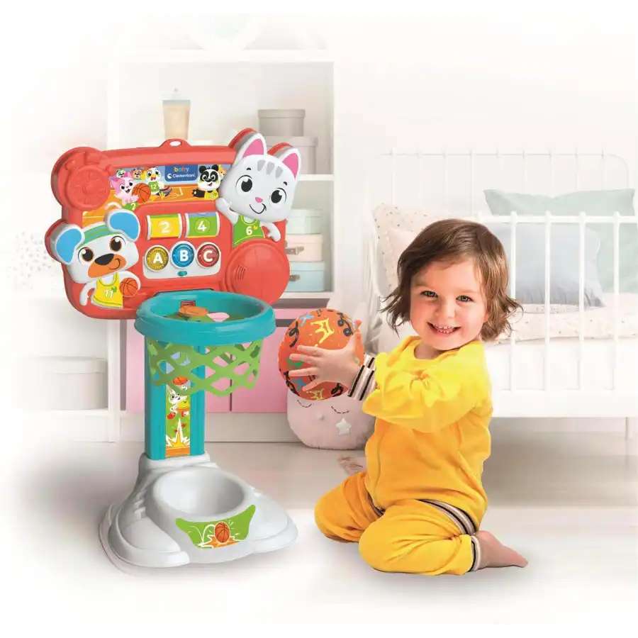 Clementoni 17546 - Canestro Mira e Tira, Canestro con Conta Punti Interattivo