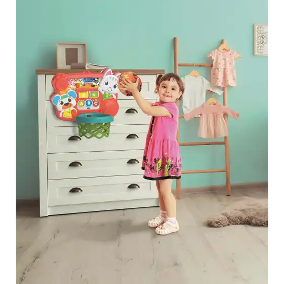 Clementoni 17546 - Canestro Mira e Tira, Canestro con Conta Punti Interattivo