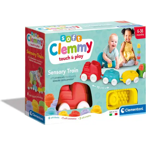 Clementoni Clemmy Soft 17424 - Trenino Sensoriale con Mattoncini Morbidi