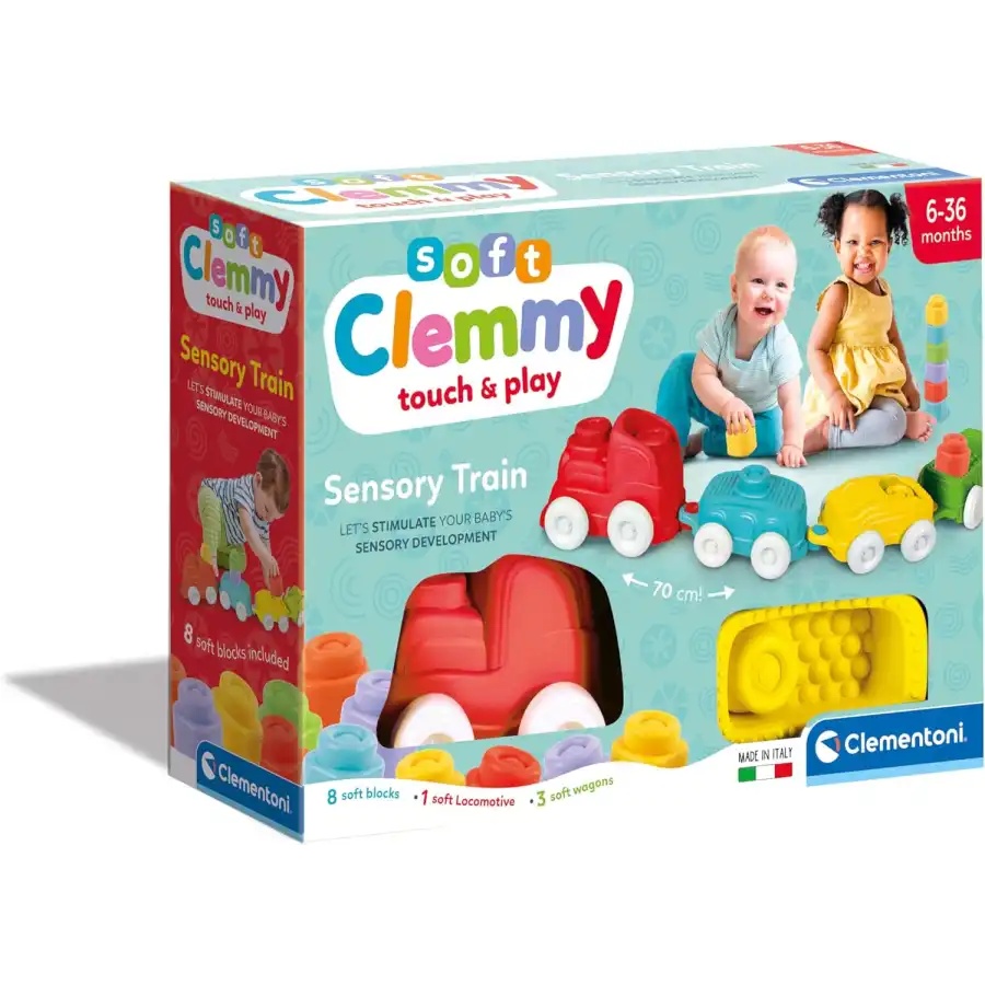Clementoni Clemmy Soft 17424 - Trenino Sensoriale con Mattoncini Morbidi