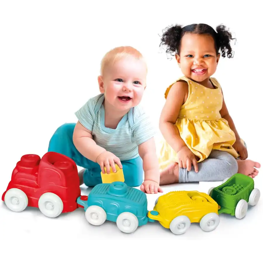 Clementoni Clemmy Soft 17424 - Trenino Sensoriale con Mattoncini Morbidi