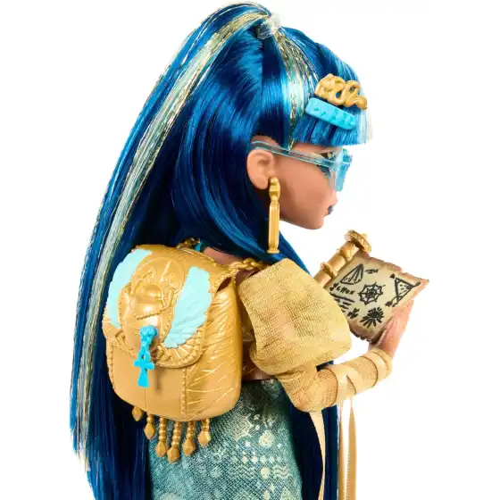 Monster High - Cleo De Nile , bambola con Camicetta Dorata e Gonna a Strati,Cucciolo di Cobra Hissette HXH74