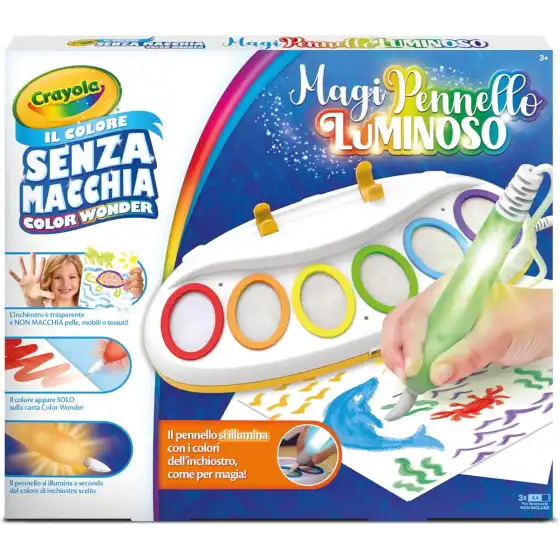 Crayola Color Wonder MagiPennello Luminoso, Magic Light Brush, Set Pittura Senza Macchia - Versione Italiana