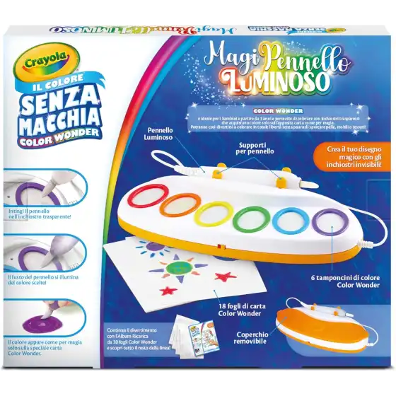 Crayola Color Wonder MagiPennello Luminoso, Magic Light Brush, Set Pittura Senza Macchia - Versione Italiana