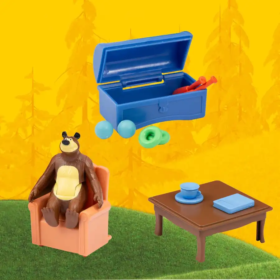 Masha E Orso - Casa Di Orso Playset Ricca Di Accessori E Con I Personaggi Articolati Di Masha E Orso