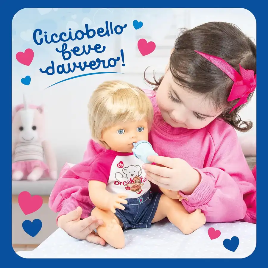 Cicciobello - Breakfast & Pee, Bambola Alta 30 Cm, Beve Dal Bicchiere e Fa Pipì
