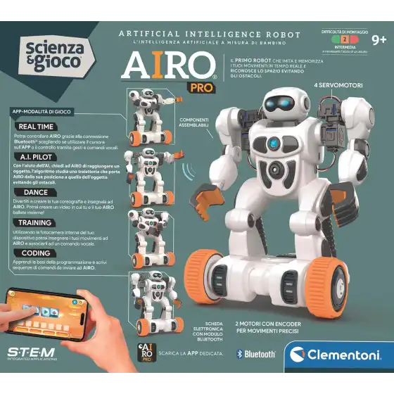 Clementoni Scienza e Gioco Robotics 19449 - AIRO PRO, Robot da Assemblare